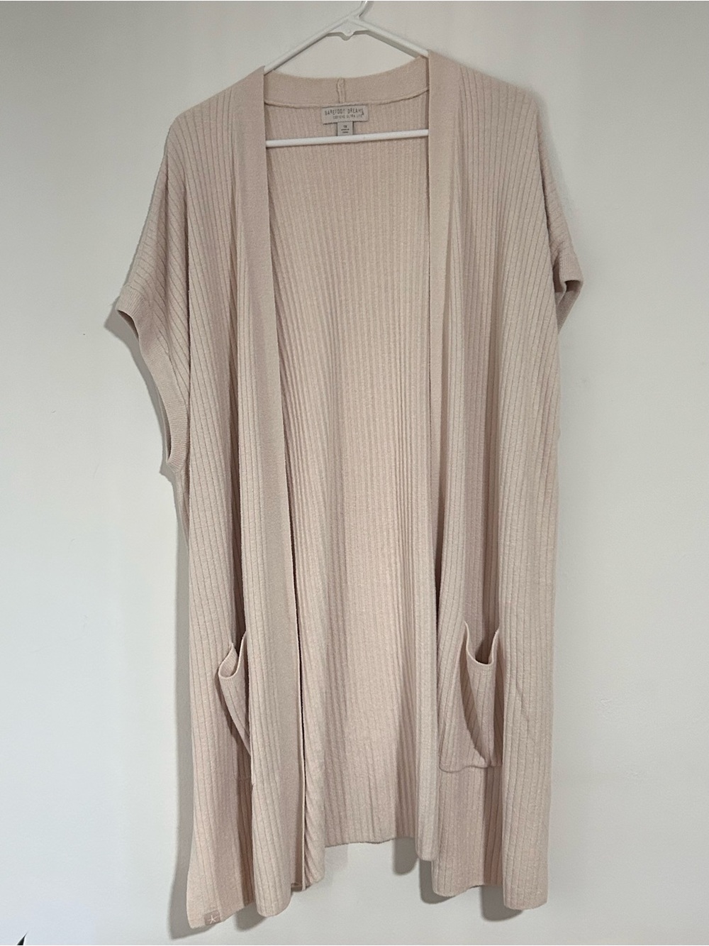 Barefoot Dreams CozyChic Ultra Lite Knit Sleeveless Cardigan Vest Cream Size 1X